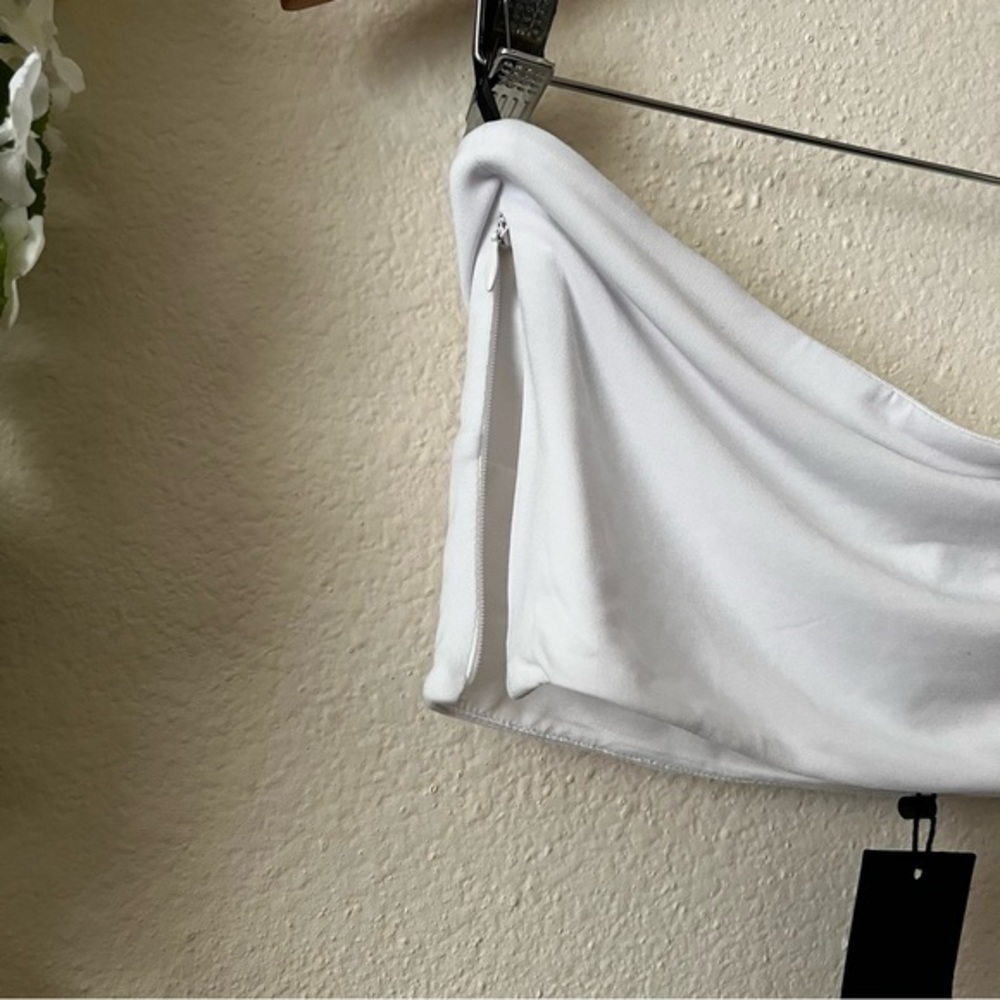 NBD White Strapless Twist Detail Halena Crop Top - Picture 8 of 12